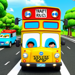 Tayo and Friends Learning Traffic Rules**

Prompt: Adorable Tayo the Little Bus and his friends (Rogi, Lani, Gani) joyfully learning traffic rules. Bright colors, friendly expressions. Educational and playful scene. Children watching and singing along.

**